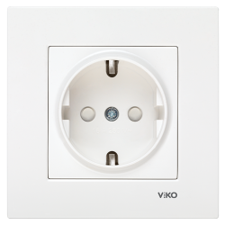 Viko Karre/Meridian Beyaz Topraklı Priz (Çerçeve Hariç) (Çocuk Korumalı) 90967042 - 2