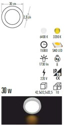Cata CT-5273 30w Sıva Üstü Led Panel Yuvarlak Günışığı - 2