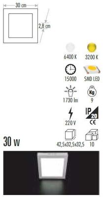 Cata Ct-5274 30w Sıva Üstü Led Panel Kare Günışığı - 2
