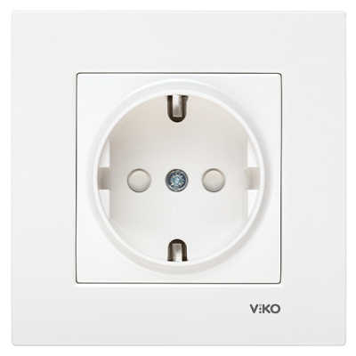 Viko Karre/Meridian Beyaz Topraklı Priz (Çerçeve Hariç) (Çocuk Korumalı) 90967042 - 1