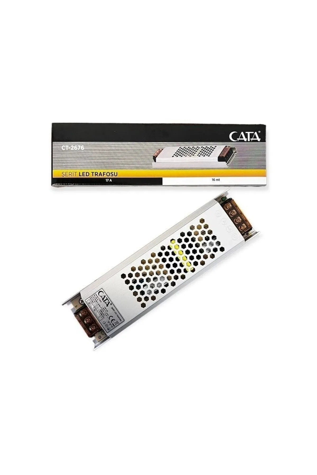 Cata CT-2676 17 Amper Şerit Led Trafosu 200W Süper Slim Fansız - 1