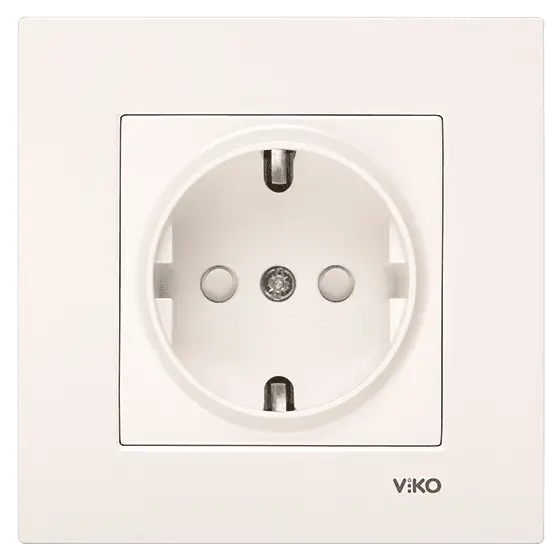 Viko Karre/Meridian Krem Topraklı Priz Çocuk Korumalı Mekanizma (Çerçeve Hariç) 90967242 - 1