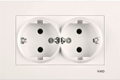 Viko Karre/Meridian Krem İkili Priz Mekanizma (Çerçeve Hariç) (Topraksız) 90967255 - 1