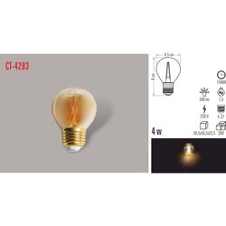 Cata CT-4283 4W Rustik Led Ampul E27 Duy Amber - 2