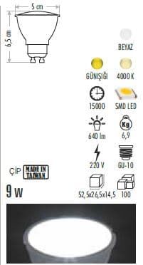 Cata CT-4210 9w Dimmerli Led Ampul Gu-10 Duy 4000K - 2