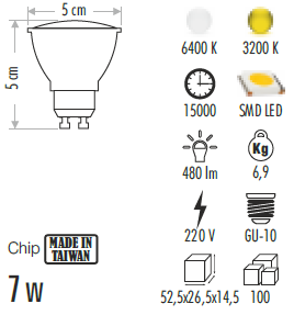 Cata CT-4215 7W Led Çanak Ampul GU-10 Duy Amber Işık - 2