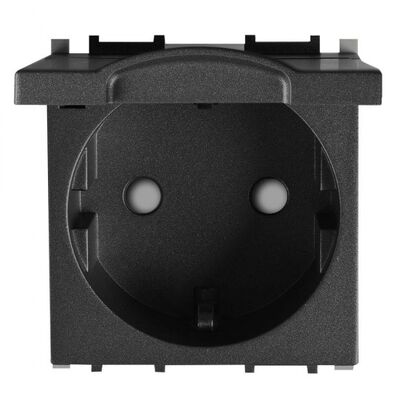 Viko Panasonic Thea Modüler Siyah 2M Kapaklı Topraklı Priz Mekanizma + Düğme/Kapak - 1
