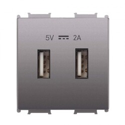 Viko Panasonic Thea Modüler Antrasit 2M USB Priz Mekanizma + Düğme/Kapak - 1