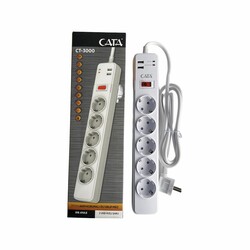 Cata Piton Akım Korumalı 5Lİ Grup Priz (2 USB ) CT-3000 - 2