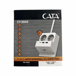 Cata Akım Korumalı Grup Priz (2USB + TYPE-C) (Kablosuz Şarj) CT-3003 - 2