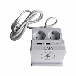 Cata Akım Korumalı Grup Priz (2USB + TYPE-C) (Kablosuz Şarj) CT-3003 - Cata