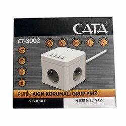 Cata Rubik Akım Korumalı 3LÜ Grup Priz (4 USB) CT-3002 - 4