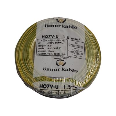 Öznur NYA ( H07V-U ) Kablo 1,5 mm² Sarıyeşil
