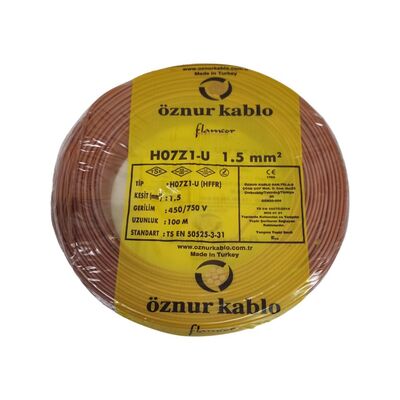 Öznur Nya Kablo 1,5mm Kahverengi (H07Z1-U) Halojen Free - 1