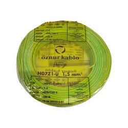 Öznur Nya Kablo 1,5mm Sarı Yeşil (H07Z1-U) Halojen Free - 1