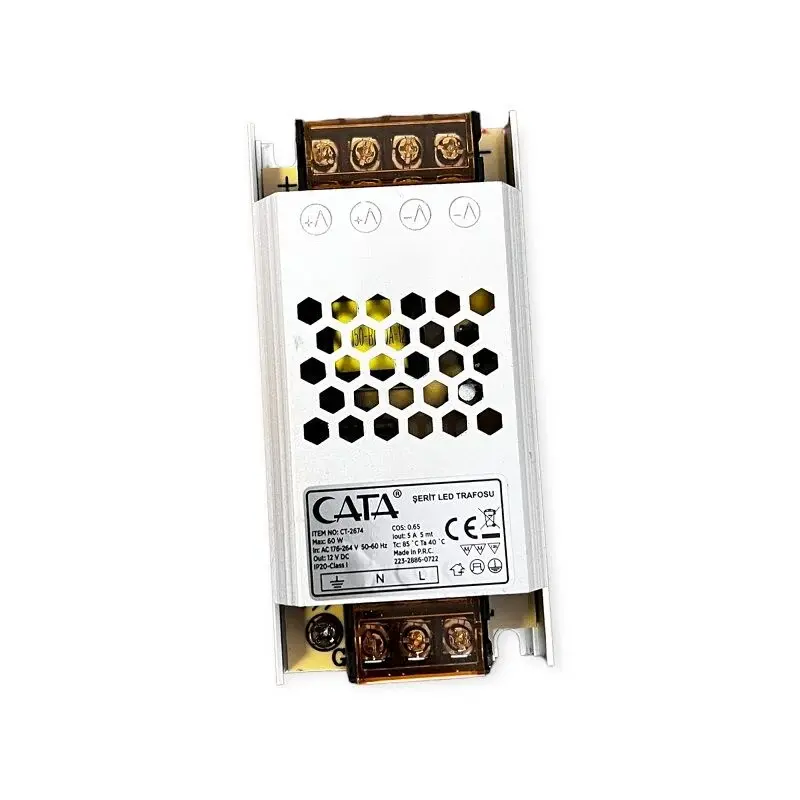 Cata CT-2674 5 Amper Şerit Led Trafosu 60W Süper Slim Fansız - 2