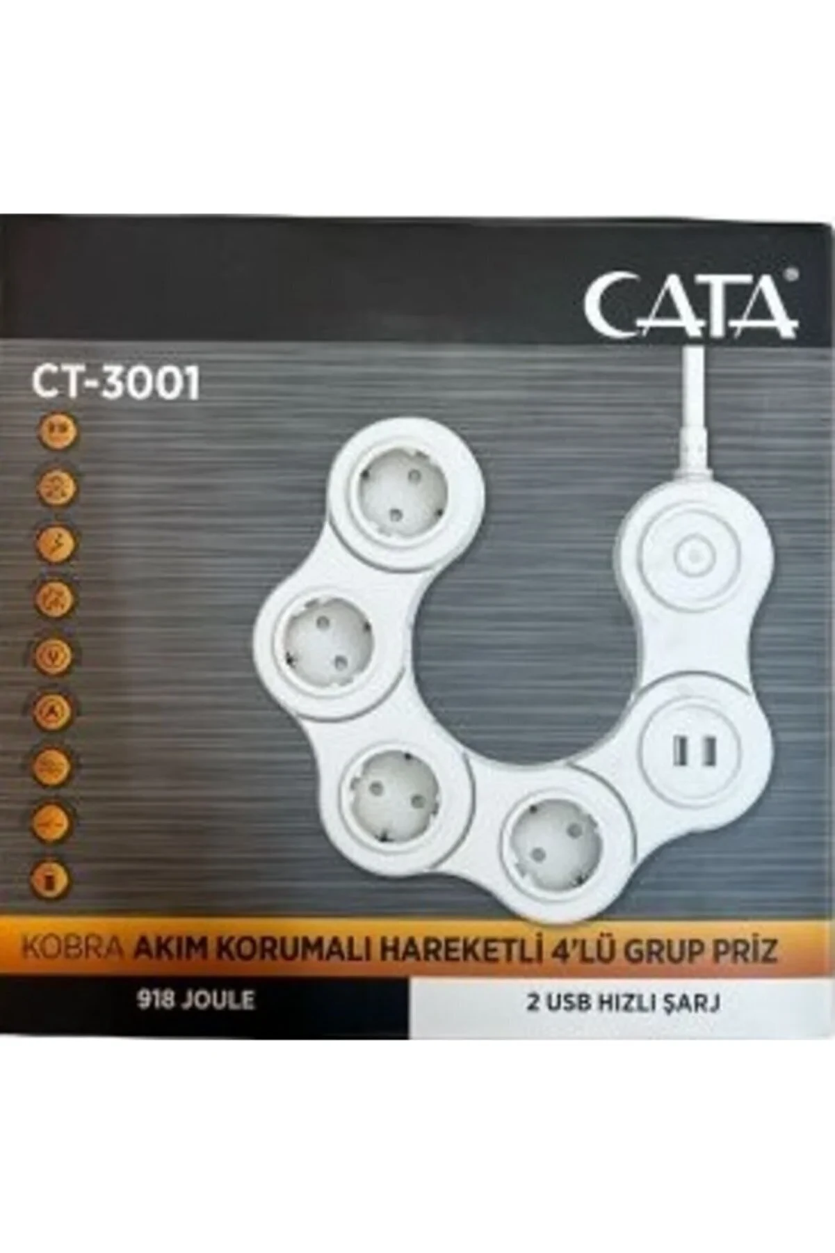 Cata CT-3001 Kobra Akım Korumalı 4'lü Grup Priz - 2
