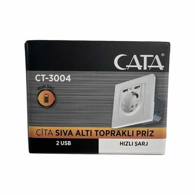 Cata CT-3004 Çift Usb'li Topraklı Priz Hızlı Şarj+Çocuk Koruma - 1