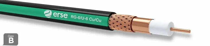Erse Coaxial RG 6/U-6 Cu/Cu Bakır Anten Kablosu Siyah Yeşil - 1