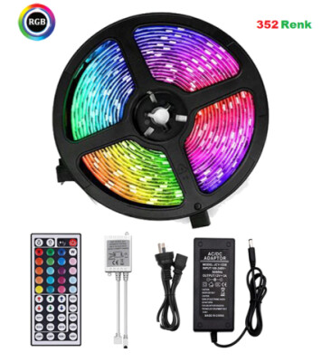 Cata Ct-4558 Rgb Şerit Led Seti (5 Mt Rgb Led 15 Renk+Trafo+Rgb Kumanda) - Cata