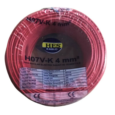 Hes Nyaf Kablo 4 mm² Kırmızı ( H07v-K ) - HES Kablo