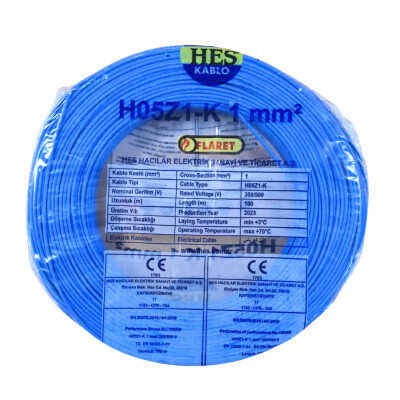 Hes Nyaf Kablo 1 Mm Mavi (H05z1-K) Halojen Free - HES Kablo