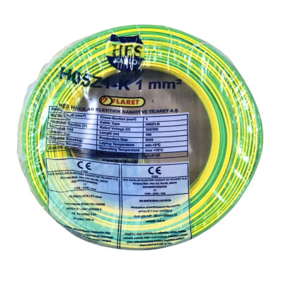 Hes Nyaf Kablo 1 Mm Sarıyeşil (H05z1-K) Halojen Free - HES Kablo