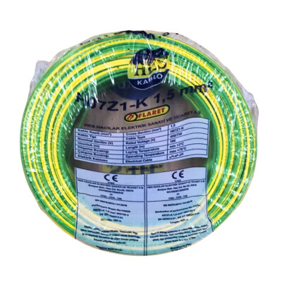 Hes Nyaf Kablo 1,5 Mm Sarıyeşil (H07z1-K) Halojen Free - HES Kablo