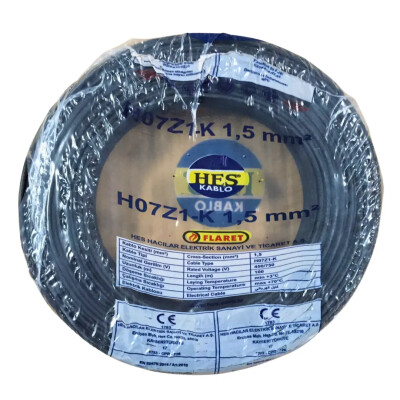 Hes Nyaf Kablo 1,5 Mm Siyah (H07z1-K) Halojen Free - HES Kablo