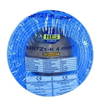 Hes 4 Mm Halojen Free Nyaf Kablo Mavi H07Z1-K - HES Kablo