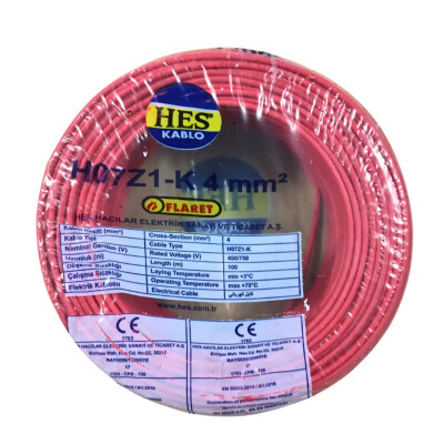Hes Nyaf Kablo 4 Mm Kırmızı (H07z1-K) Halojen Free - HES Kablo