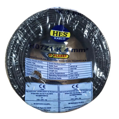 Hes Nyaf Kablo 4 Mm Siyah (H07z1-K) Halojen Free - HES Kablo