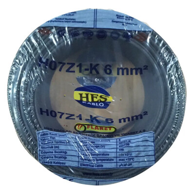 Hes Nyaf Kablo 6 mm² Siyah ( H07Z1-K ) - HES Kablo