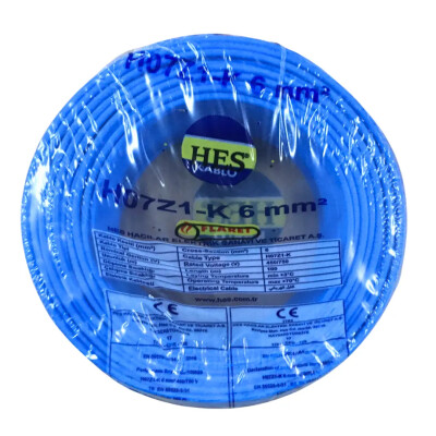 Hes Nyaf Kablo 6 Mm Mavi (H07z1-K) Halojen Free - HES Kablo