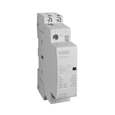 Viko - VTCR-25/11 Modüler 25A 1NO1NC 230V AC Kontaktör(Ray Tipi) - Viko