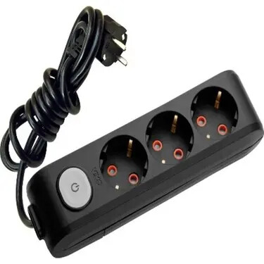 Viko Multi-Let Üçlü Grup Priz Anahtarlı Topraklı 3 Metre Siyah (Çocuk Korumalı) 90137303 - Viko