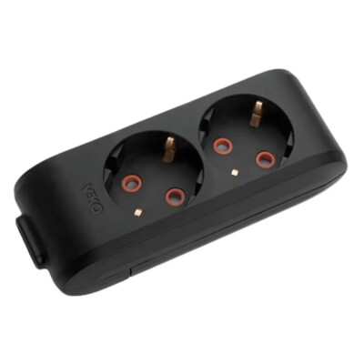 Viko Multi-Let İkili Grup Priz Topraklı Klemensli Siyah (Çocuk Korumalı) 90133200 - Viko