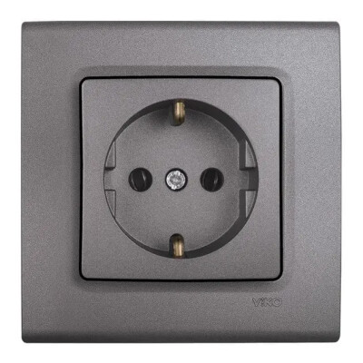 Viko Linnera Life Granit Grisi Topraklı Priz (Çerçeve Hariç) 90442008 - Viko