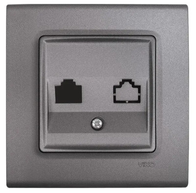 Viko Linnera Life Granit Grisi İkili Data Jacksız Mekanizma + Kapak (Çerçeve Hariç) 90442081 - Viko