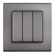 Viko Linnera Life Granit Grisi Üçlü Anahtar Mekanizma + Düğme (Çerçeve Hariç) 90442068 - Viko