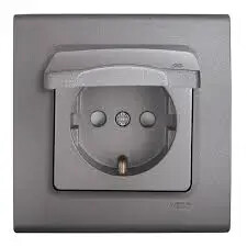 Viko Linnera Life Granit Grisi Kapalı Topraklı Priz Mekanizma + Kapak(Çerçeve Hariç) 90442012 - Viko