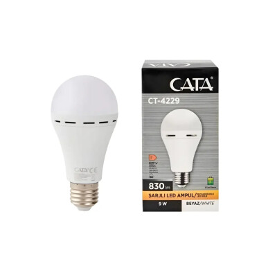 Cata CT-4229 9w Şarjlı Led Ampul Beyaz Işık - Cata