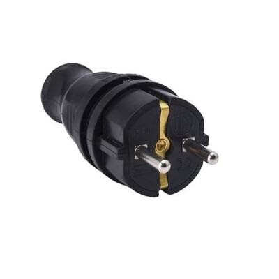 BYLION KEF-F Siyah Kauçuk Monofaze Düz Fiş IP44 F Tipi - BYLION