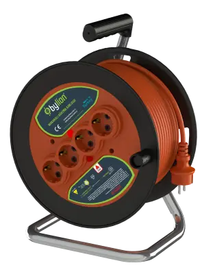 BYLION PMK-50325-F Plastik Seyyar Makara Ø280 IP20 F Tipi 3x2,5 TTR 50M Turuncu Kablo - 1