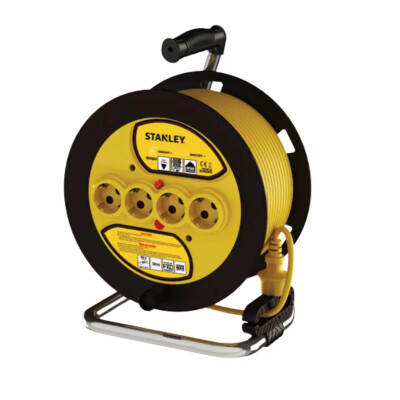 STANLEY 3X1,5 TTR 50 Metre IP20 Plastik Seyyar Makara 4 Soketli - STANLEY