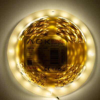 ACK AS01-00801 12W/mt 12V 60 Ledli Şerit Led 4000K Ilık Beyaz - ACK
