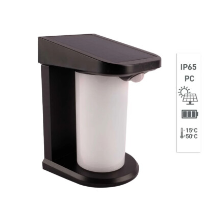 ACK AG60-04851 Solar Led Duvar Apliği Dimli Siyah 3000K Günışığı IP65 - ACK