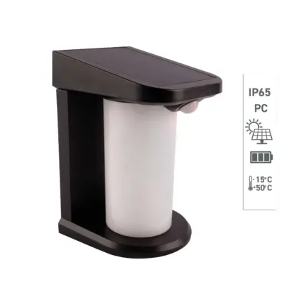 ACK AG60-04851 Solar Led Duvar Apliği Dimli Siyah 3000K Günışığı IP65 - 1
