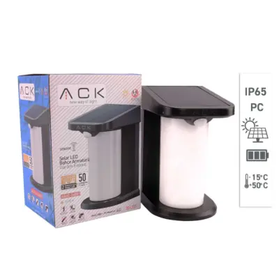 ACK AG60-04851 Solar Led Duvar Apliği Dimli Siyah 3000K Günışığı IP65 - 4