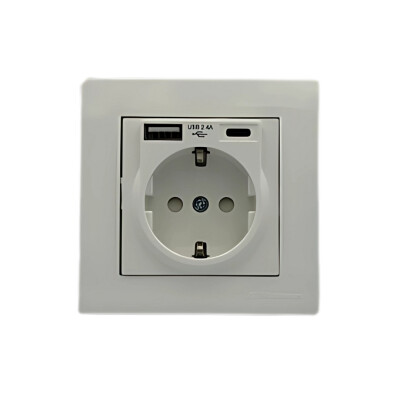 Mutlusan Rita USB + Type C Topraklı Priz Beyaz - Mutlusan